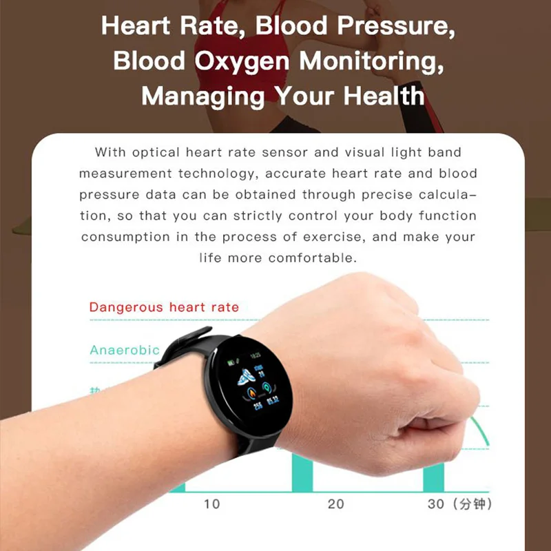 D18 Smart Watch Men Women Smartwatch Blood Pressure Waterproof Digital Watches Sports Fitness Tracker Watch for apple watch band 2