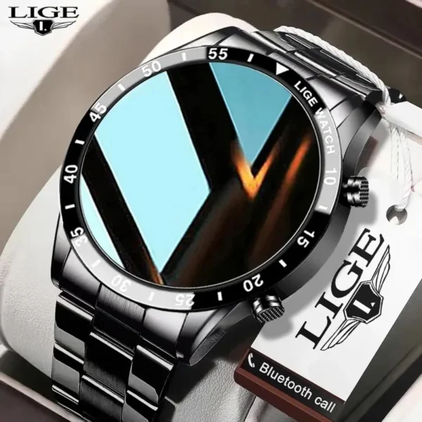 LIGE 2024 Smart Watch Men Full Circle Touch Screen Bluetooth Call Men Smartwatch Waterproof Sport Activity Fitness Watch+Box 1