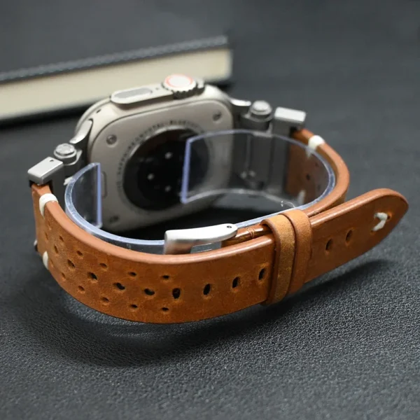 Luxury Leather Band for Apple Watch Ultra 2 49mm Series 9 8 7 45mm Correa Strap for iWatch 6 5 4 Se 3 44mm 42mm ultra Bracelet 4